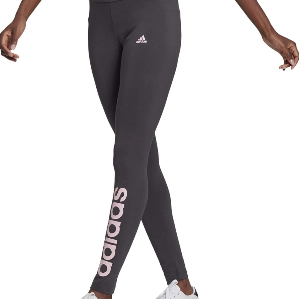 Adidas Grey & Pink Full Length Leggings XL High Rise Athletic
